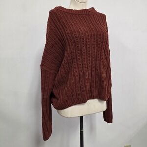Universal Thread  Womens Chunky Rust Brown Sweater XL Cottagecore Boho Cotton
